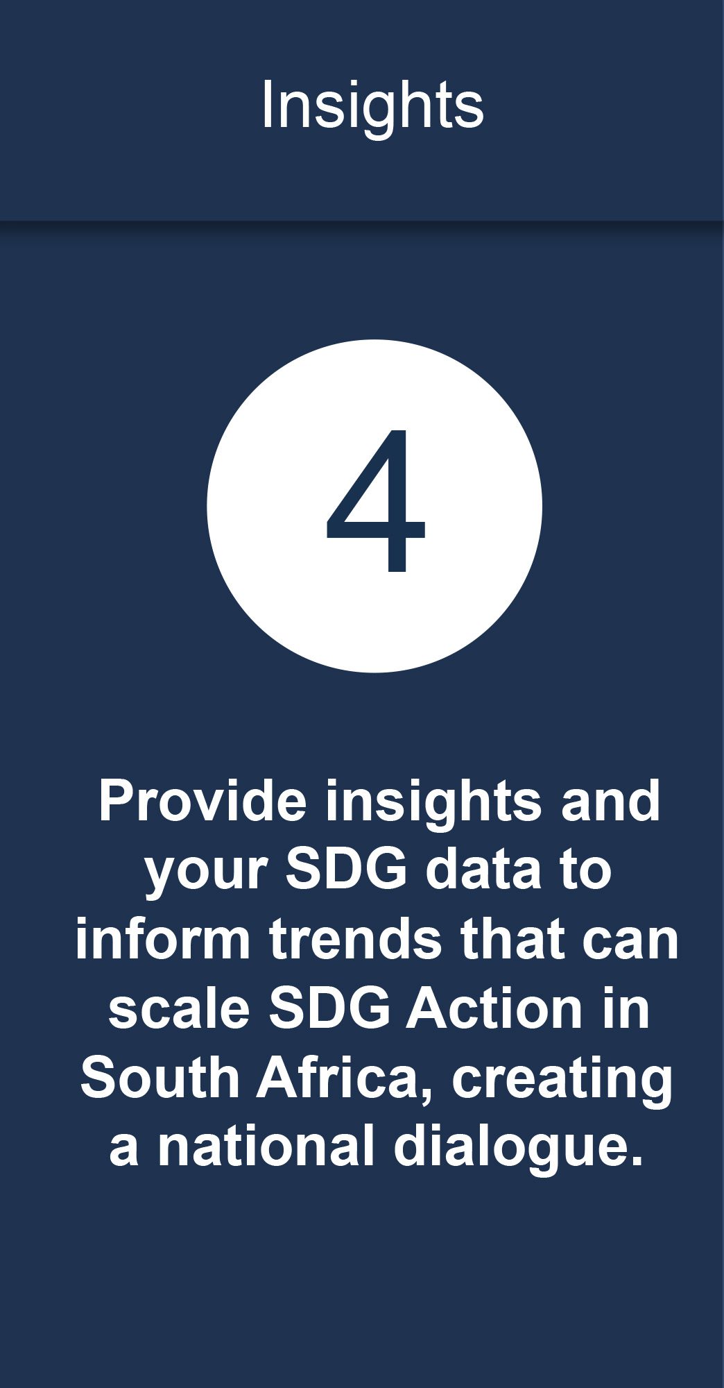 Provide insights and your SDG data to inform trends that can scale SDG Action in South Africa, creating a national dialogue.
